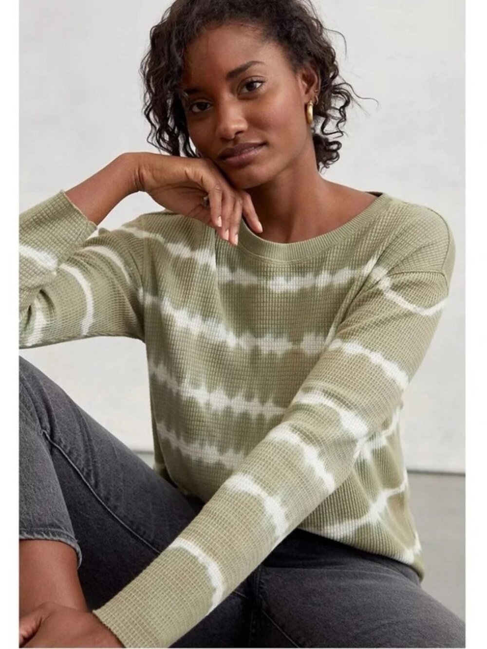 T.LA Anthropologie Tie Dye Waffle Thermal Tee Shirt Top Sz Large